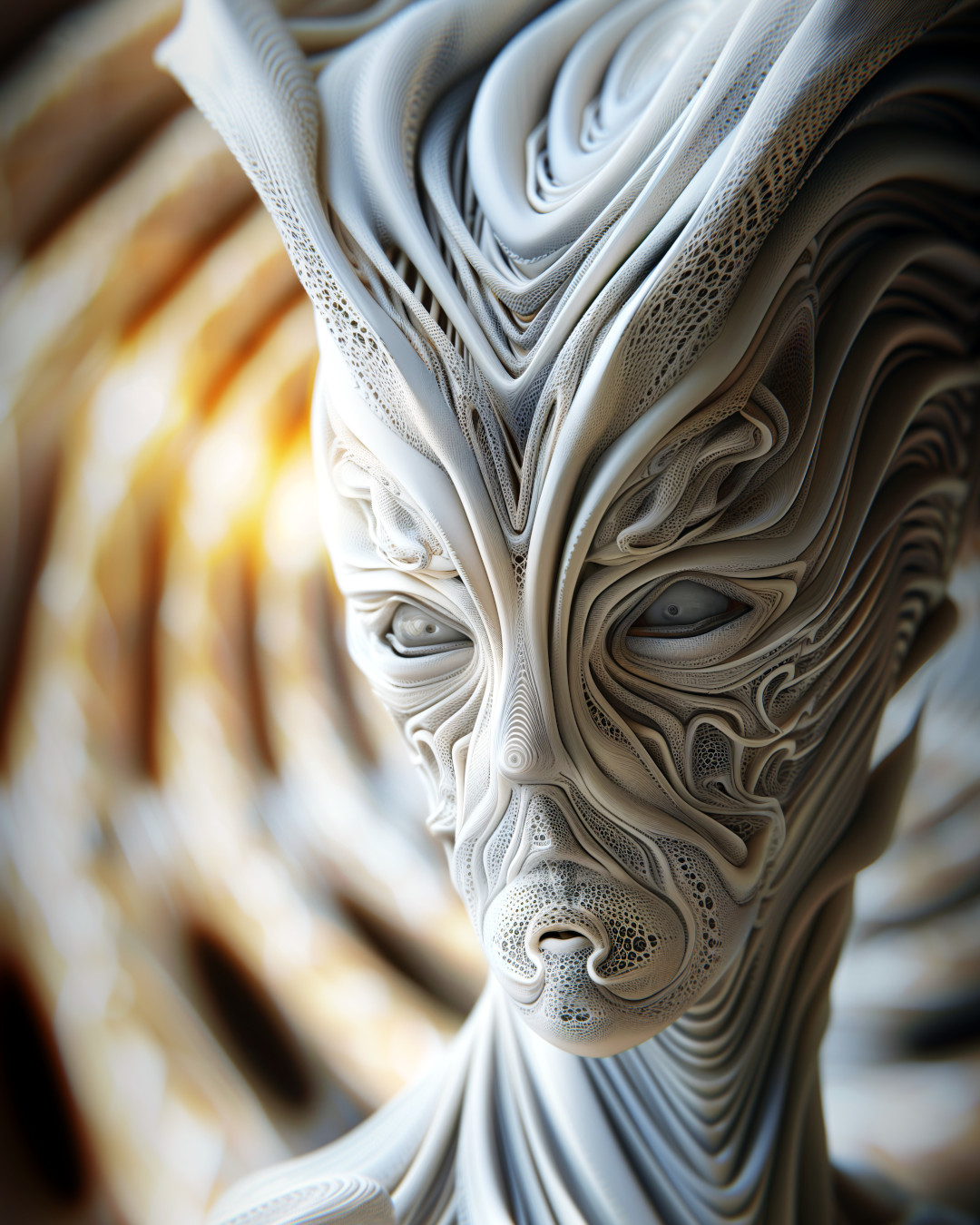 Extraterrestrial creature, layered skin with intricate details, closeup shot