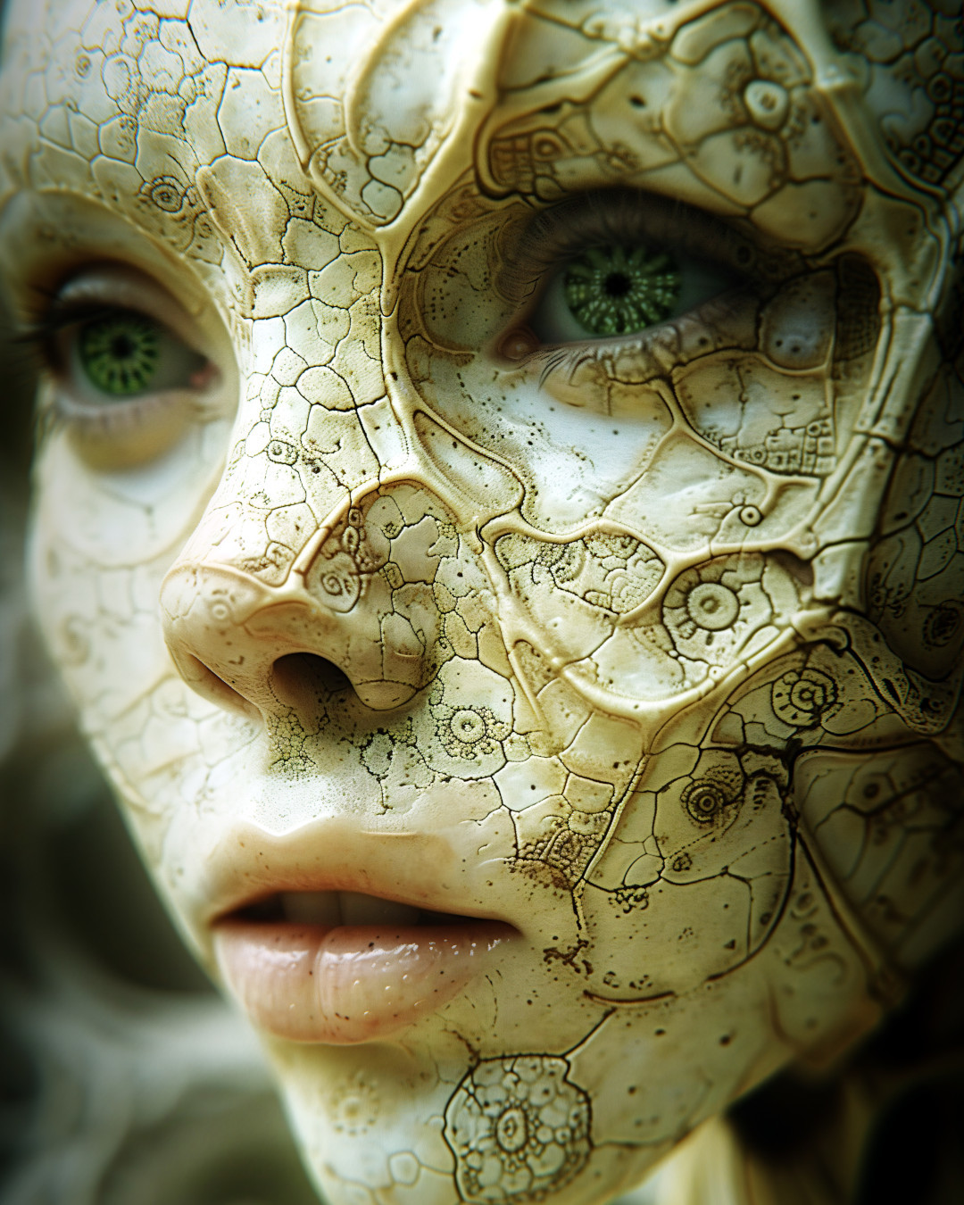 
      Female face, intricate details, hyperrealistic closeup