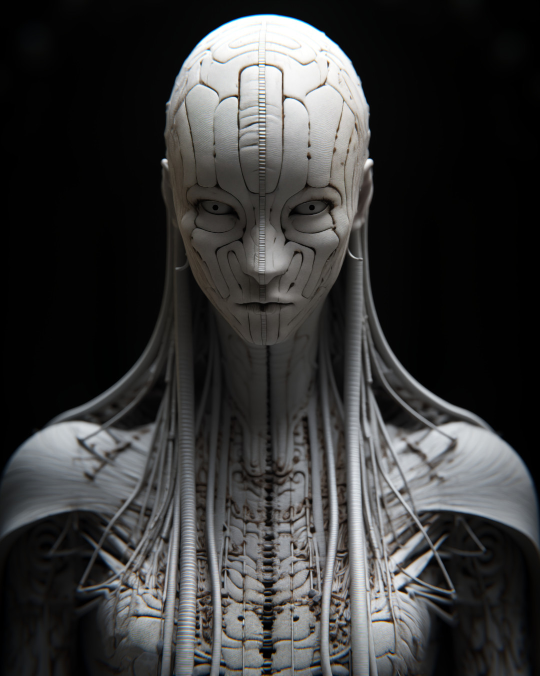 Sci-fi female, detailed anatomy, sculptural expression