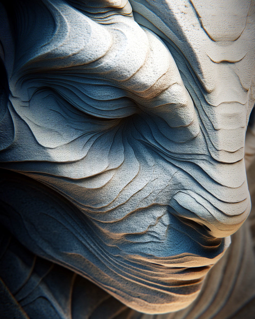 Dark fantasy or sci-fi aesthetic, featuring intricate, otherworldly figures and faces